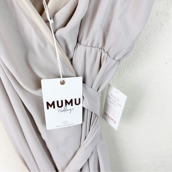 Show Me Your Mumu Nude Wrap Maxi Bridesmaid Dress NWT Medium - Picture 5 of 6